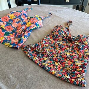 “TWO” Adorable tankini swim tops sizes Anne Cole is 38 B/C & Time & Tru is 8-10